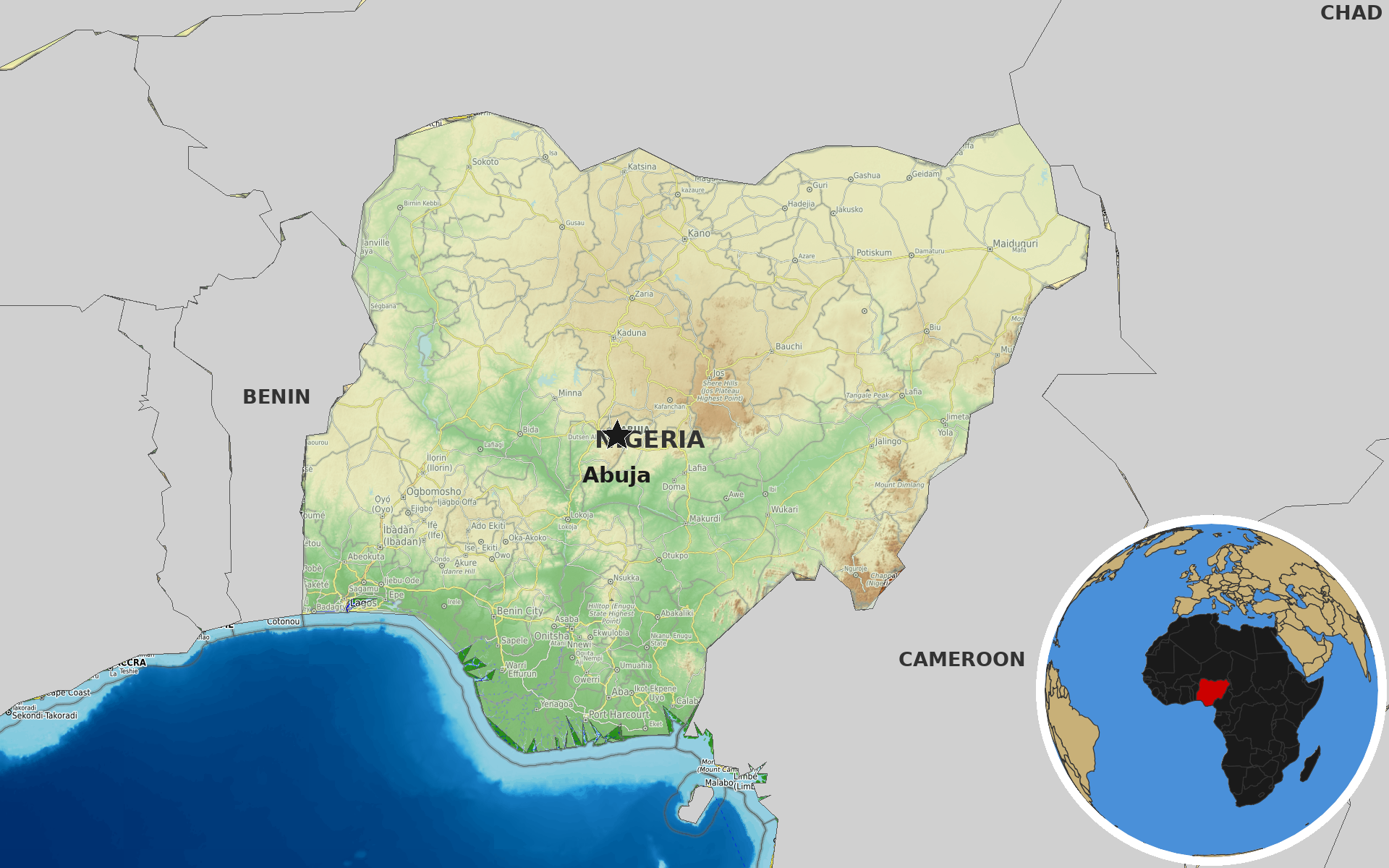 OpenTopoMap / Natural Earth - Nigeria