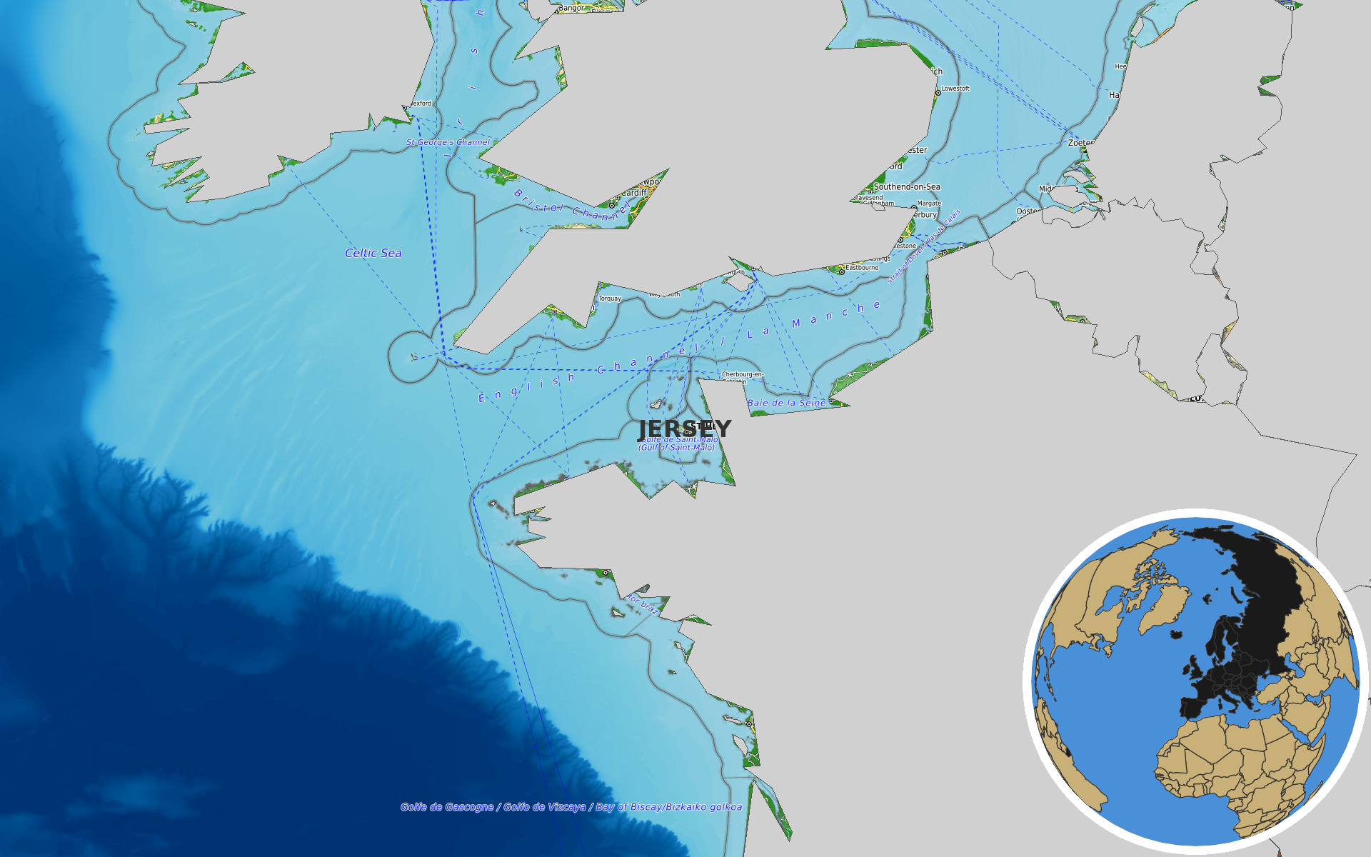 OpenTopoMap / Natural Earth - Jersey