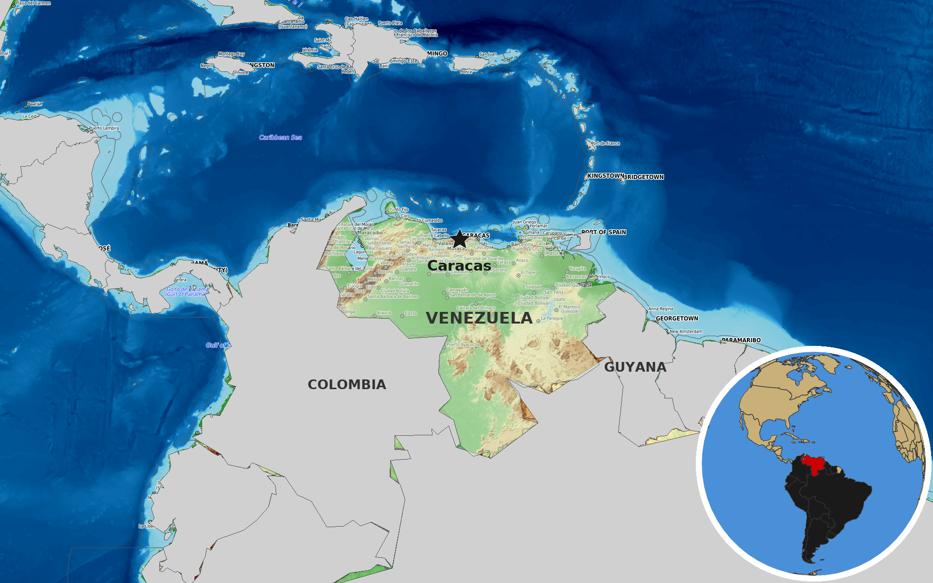 OpenTopoMap / Natural Earth - Venezuela