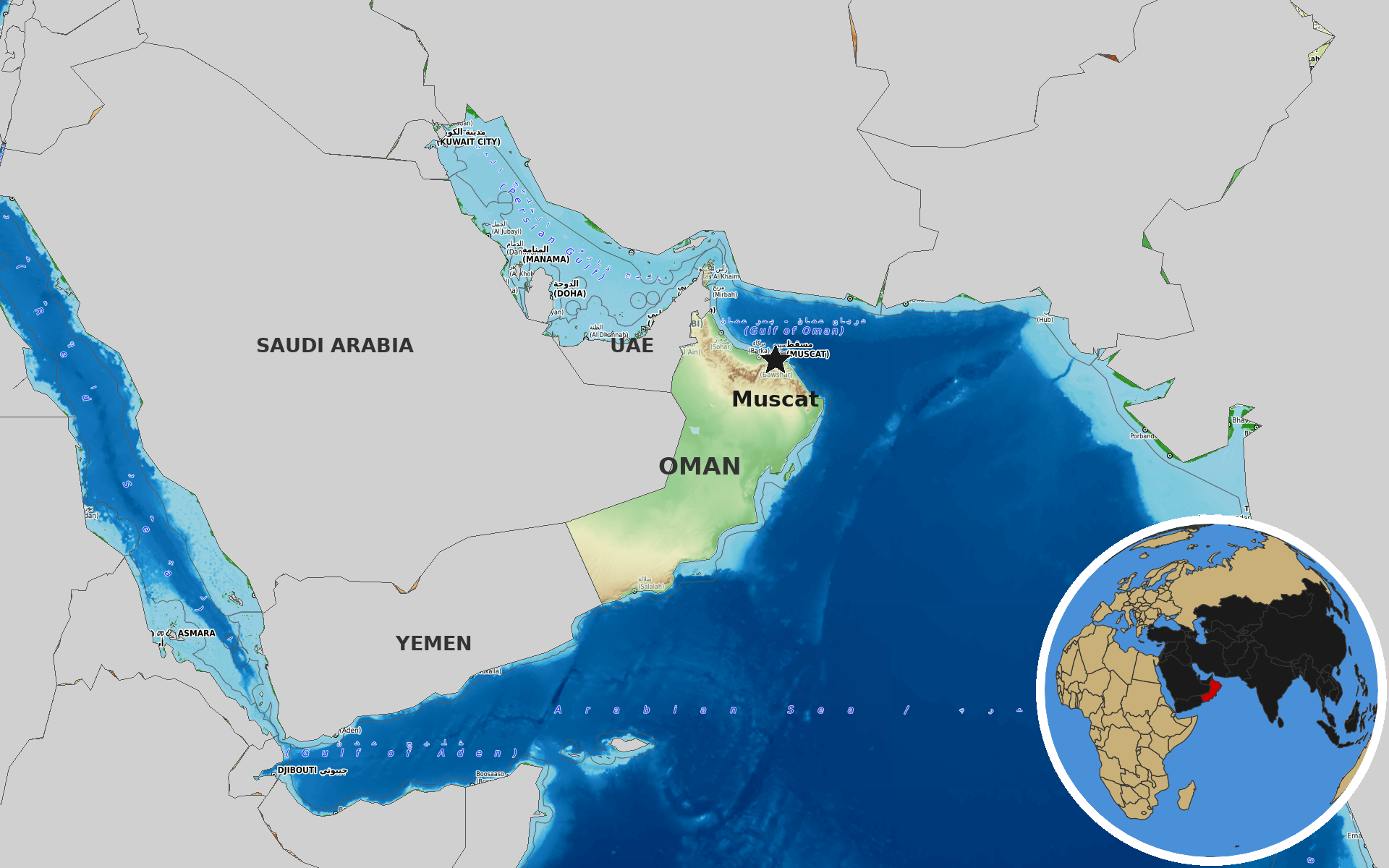 OpenTopoMap / Natural Earth - Oman