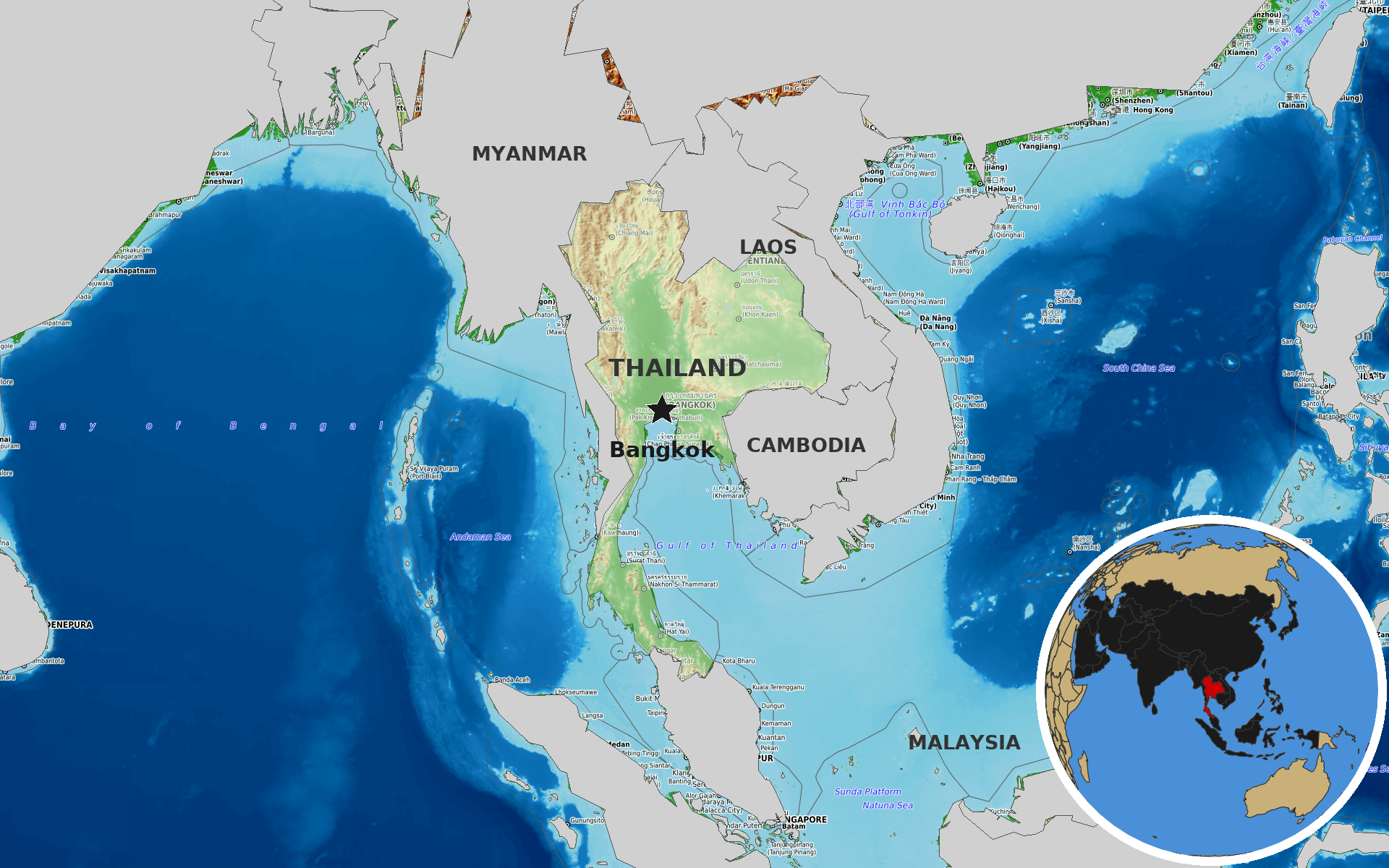 OpenTopoMap / Natural Earth - Thailand