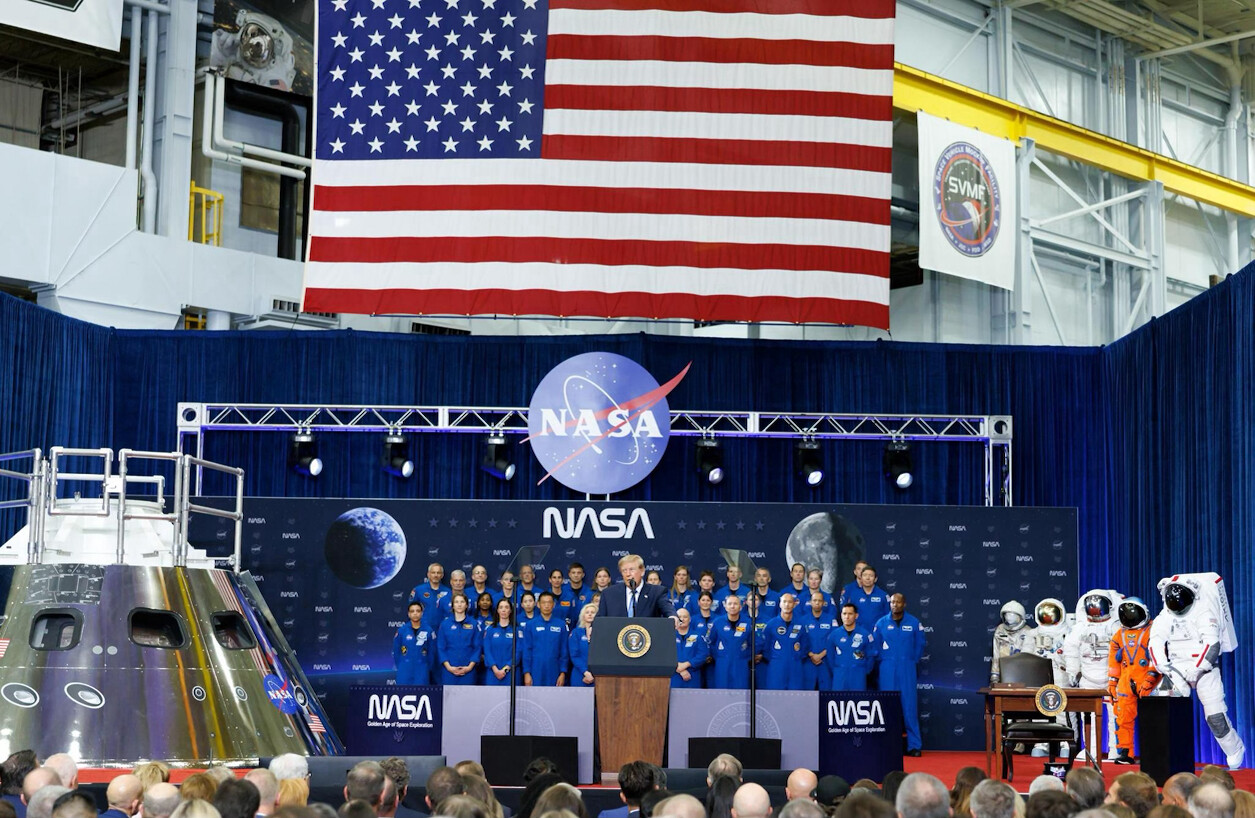 President Donald J. Trump speaks at a NASA facility in Washington D.C.