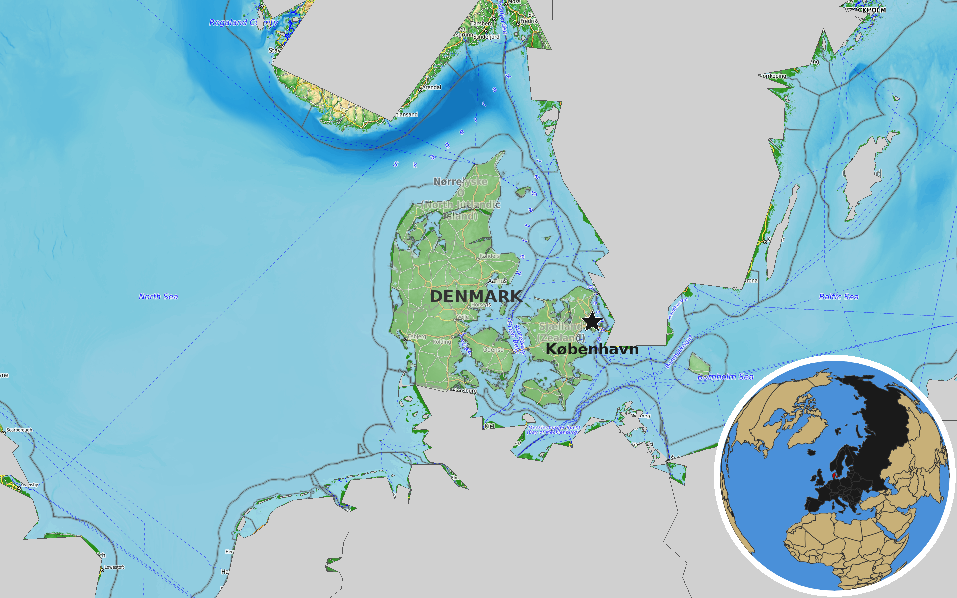 OpenTopoMap / Natural Earth - Denmark