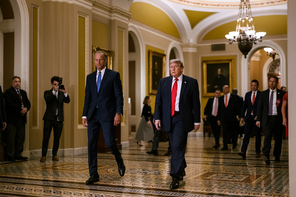 President Donald J. Trump points to the first White House “Drone Dominance” meeting in Washington D.C.