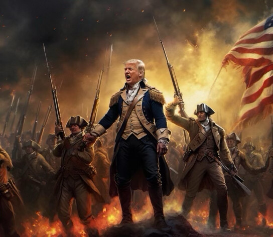 47th President Donald J. Trump shared an AI-generated image of himself as a Revolutionary War hero on Truth Social on 08/01/2026.