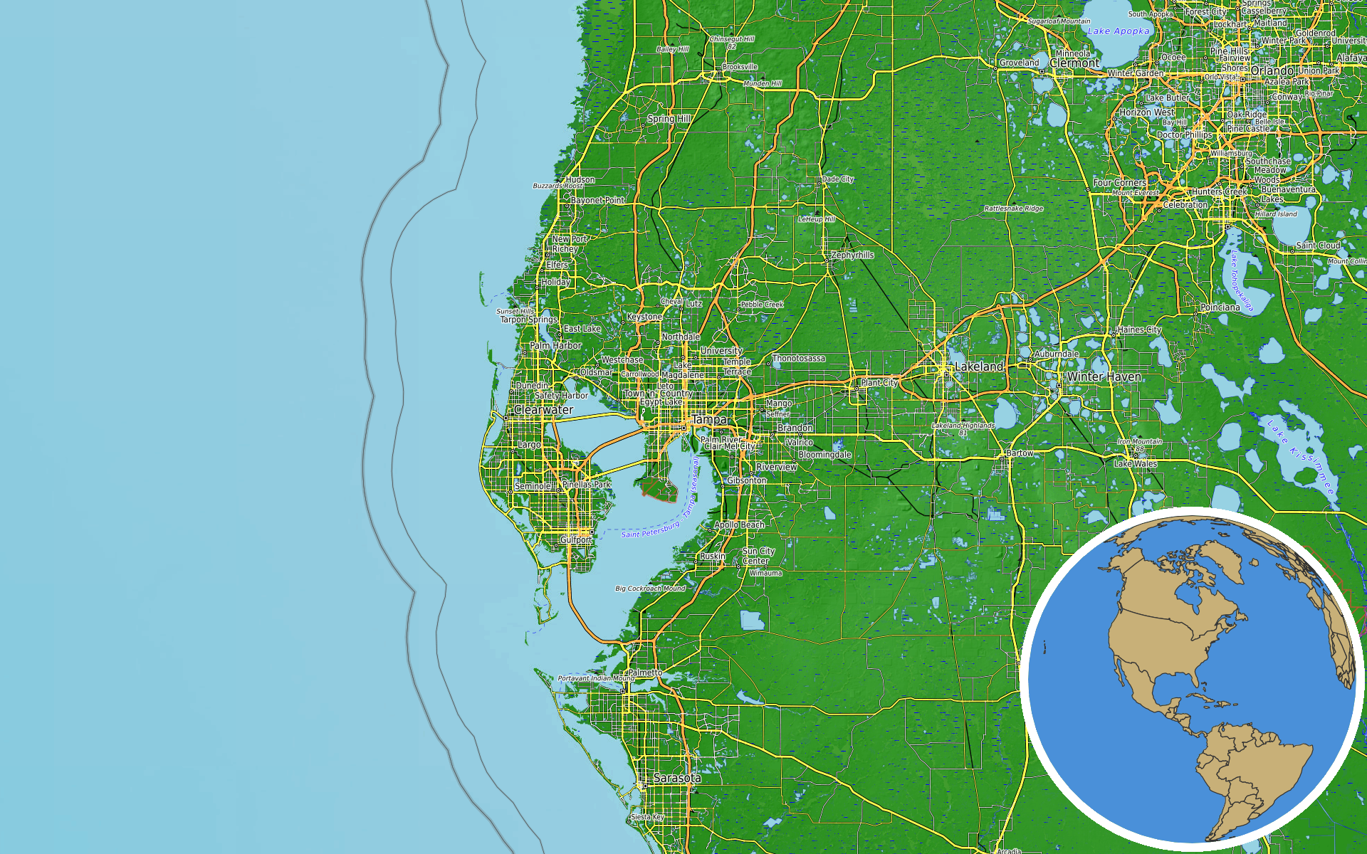 OpenTopoMap / Natural Earth - Tampa, Florida