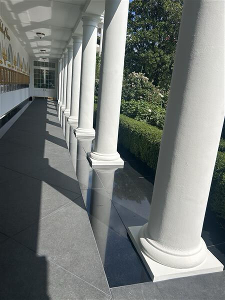The White House Colonnade is pictured at the White House in Washington D.C. on 08/26/2026.
