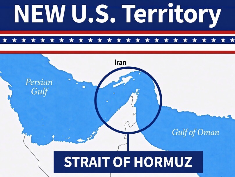 President Donald J. Trump posted a graphic depicting a map of the Strait of Hormuz at WASHINGTON D.C.