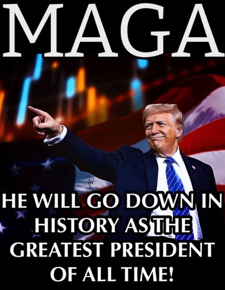 47th President Donald J. Trump smiled and pointed in a graphic he shared on Truth Social at Washington D.C.