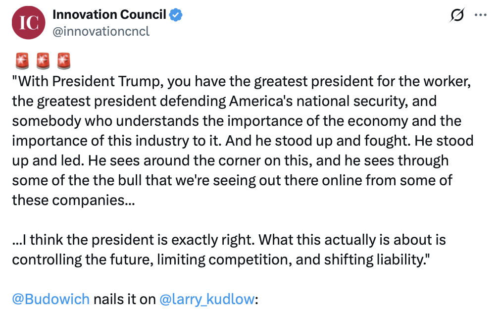 A screenshot of a social media post from Innovation Council is displayed in Washington D.C. on 09/14/2026.