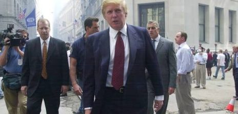 Trump Shares Image of Man Walking on Flag-Lined City Street
