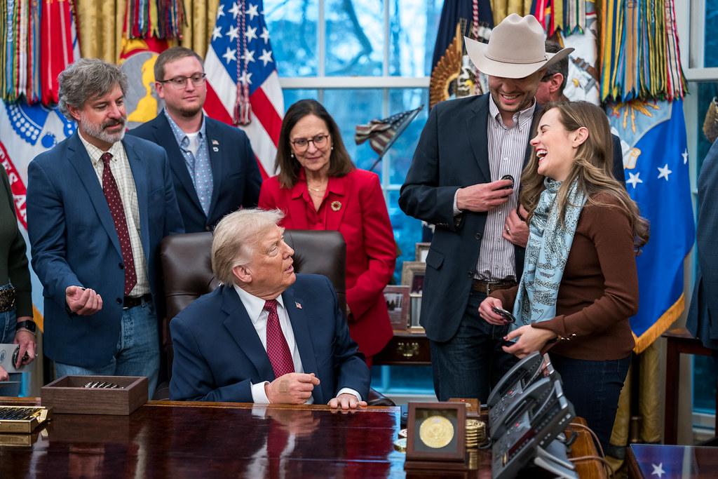 President Donald J. Trump directs the General Services Administration to remove Canadian-origin products from federal purchasing schedules at Washington D.C.
