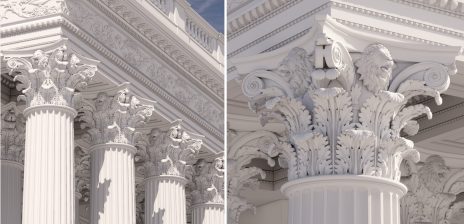Trump Posts Renderings of Classical Columns With Lion-Head Capitals