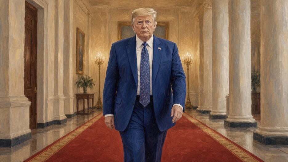 President Donald J. Trump walks in a digital portrait at Washington D.C.