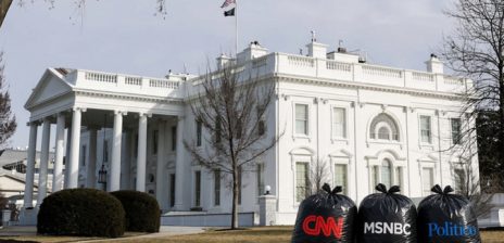 Trump Posts Image Depicting Media Logos as Trash Outside White House