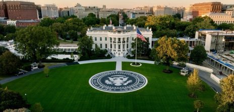Trump Shares Aerial Photo of White House With Presidential Seal on South Lawn