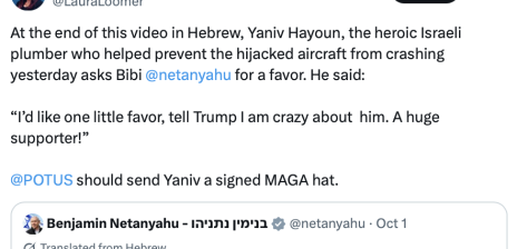 Trump Hails Israeli Plumber Who Helped Stop Flydubai Hijacking