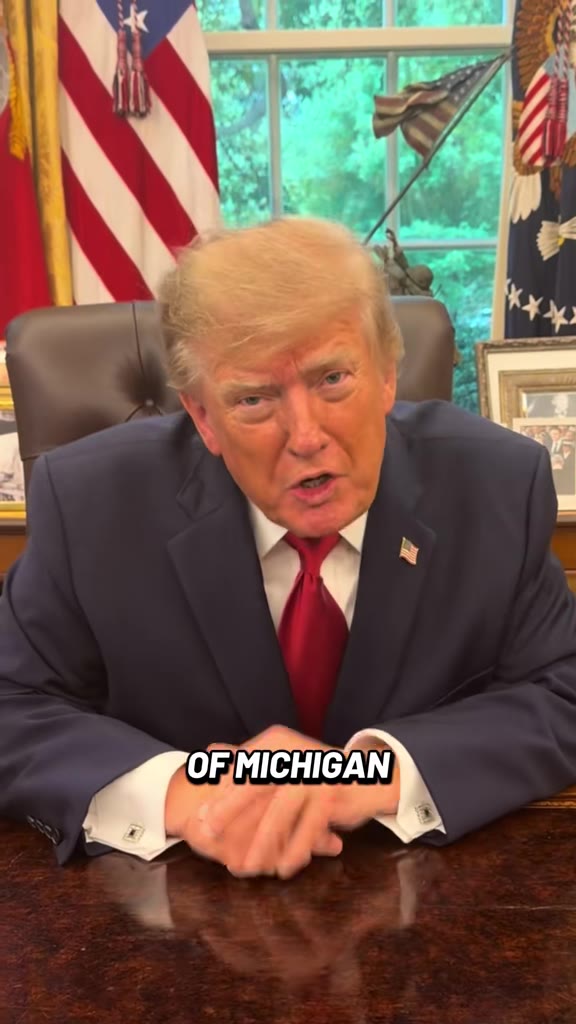 47th President Donald J. Trump posted a video attacking a Michigan Senate candidate and endorsing Mike Rogers at WASHINGTON D.C.