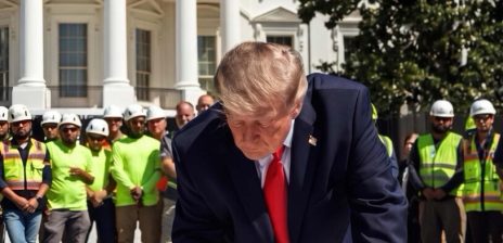 Trump Signs Commemorative Stone at White House With “45–47 President” Inscription